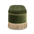 48.5 Upholstered Tufted Oval Storage Bench with Bullion Fringe