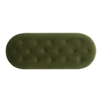 48.5 Upholstered Tufted Oval Storage Bench with Bullion Fringe