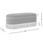 48.5 Upholstered Tufted Oval Storage Bench with Bullion Fringe