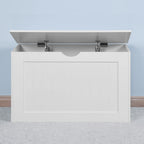 White Lift Top Entryway Storage Cabinet with 2 Safety Hinge, Wooden Toy Box, suitable for Living Room