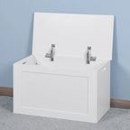 White Lift Top Entryway Storage Cabinet with 2 Safety Hinge, Wooden Toy Box, suitable for Living Room