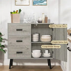 Storage Cabinet with Rattan Door 3 Drawers - 11.8D x 31.5W x 30.7H