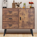 Storage Cabinet with Rattan Door 3 Drawers - 11.8D x 31.5W x 30.7H