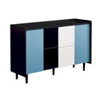 Sideboard Buffet Cabinet with Blue Doors, 2 Drawers and 2 Open Compartments