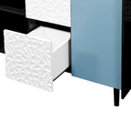 Sideboard Buffet Cabinet with Blue Doors, 2 Drawers and 2 Open Compartments