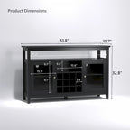 Wood Sideboard Buffet with Wine Rack and Adjustable Shelves