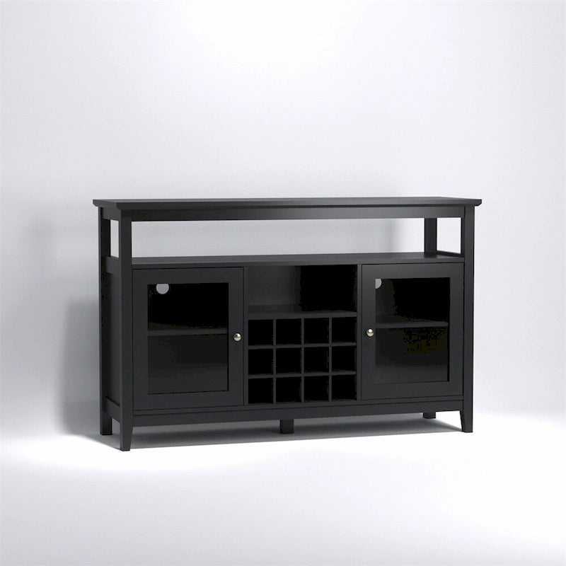 Wood Sideboard Buffet with Wine Rack and Adjustable Shelves