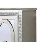 54 Inch Buffet Server Console, 2 Doors, Wine Rack, Mirrored, Silver