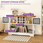 45.5 Farmhouse White Wood Entryway Console Table Buffet Storage Cabinet Wine Rack - 45.3Lx15Wx31.5H