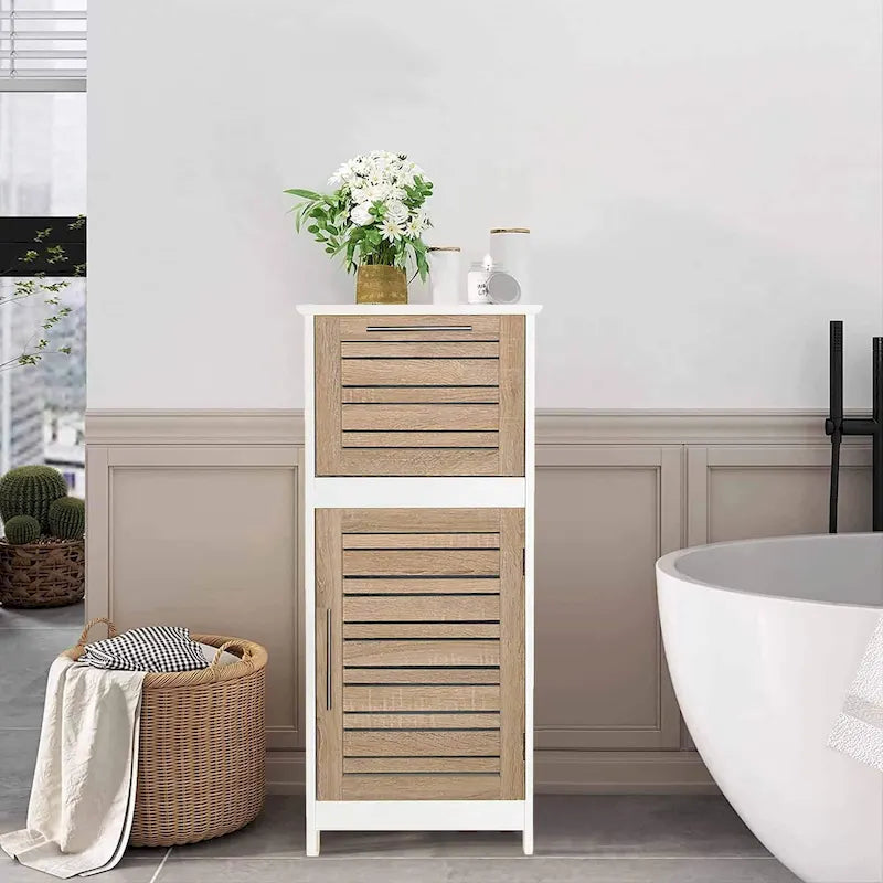 Linen Storage Cabinet with Vented Door, Drawer and Magnetic Closure