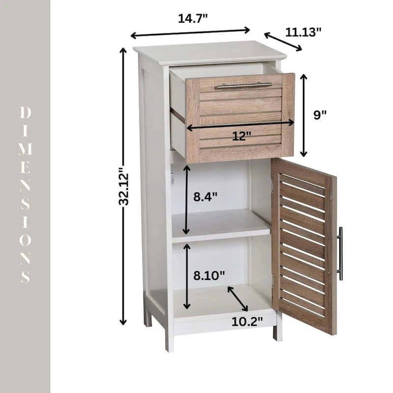 Linen Storage Cabinet with Vented Door, Drawer and Magnetic Closure