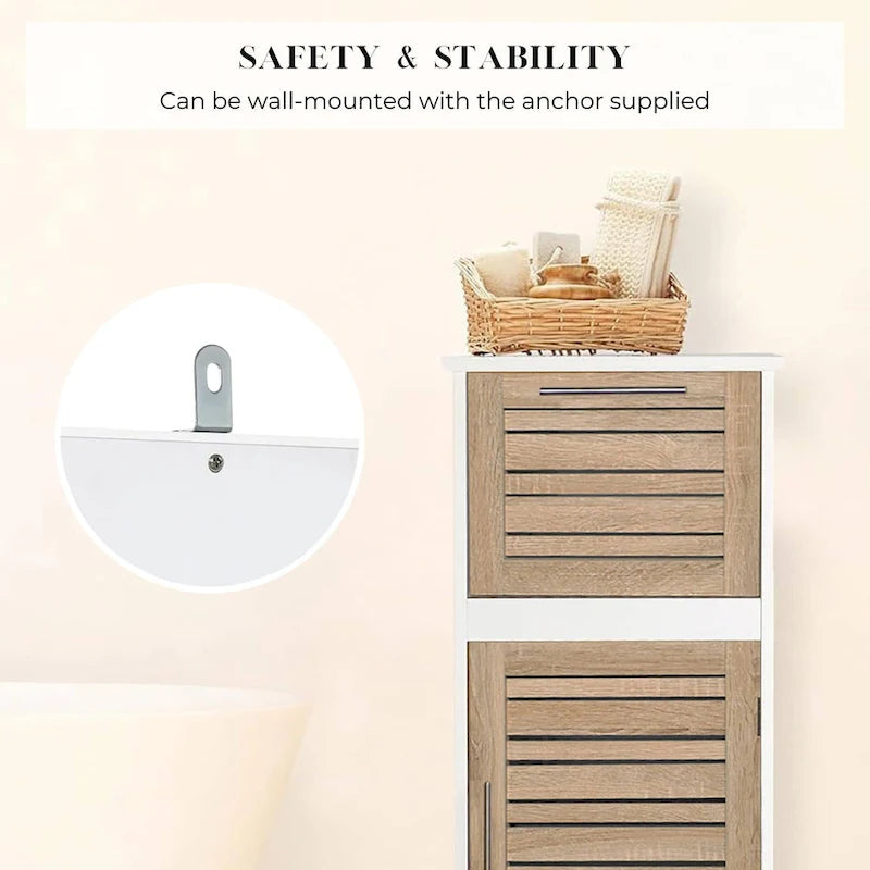 Linen Storage Cabinet with Vented Door, Drawer and Magnetic Closure