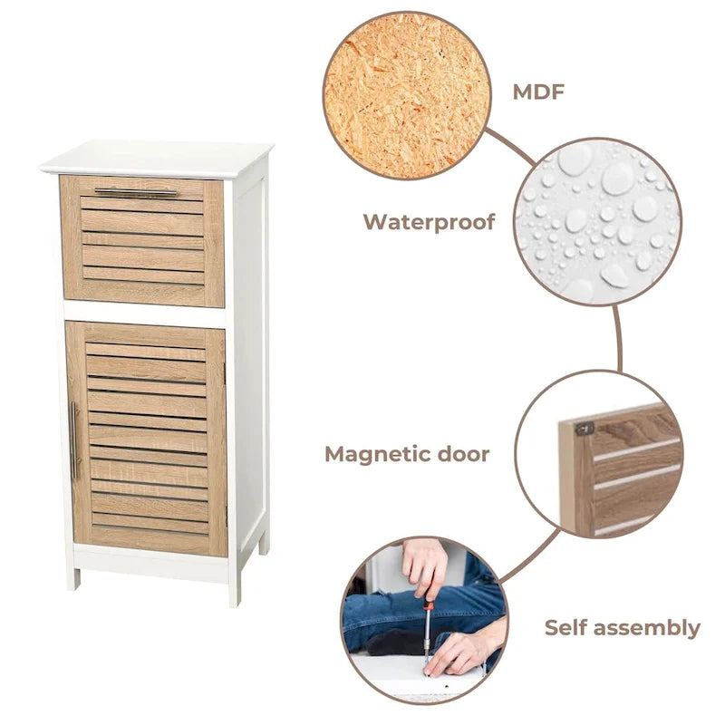 Linen Storage Cabinet with Vented Door, Drawer and Magnetic Closure