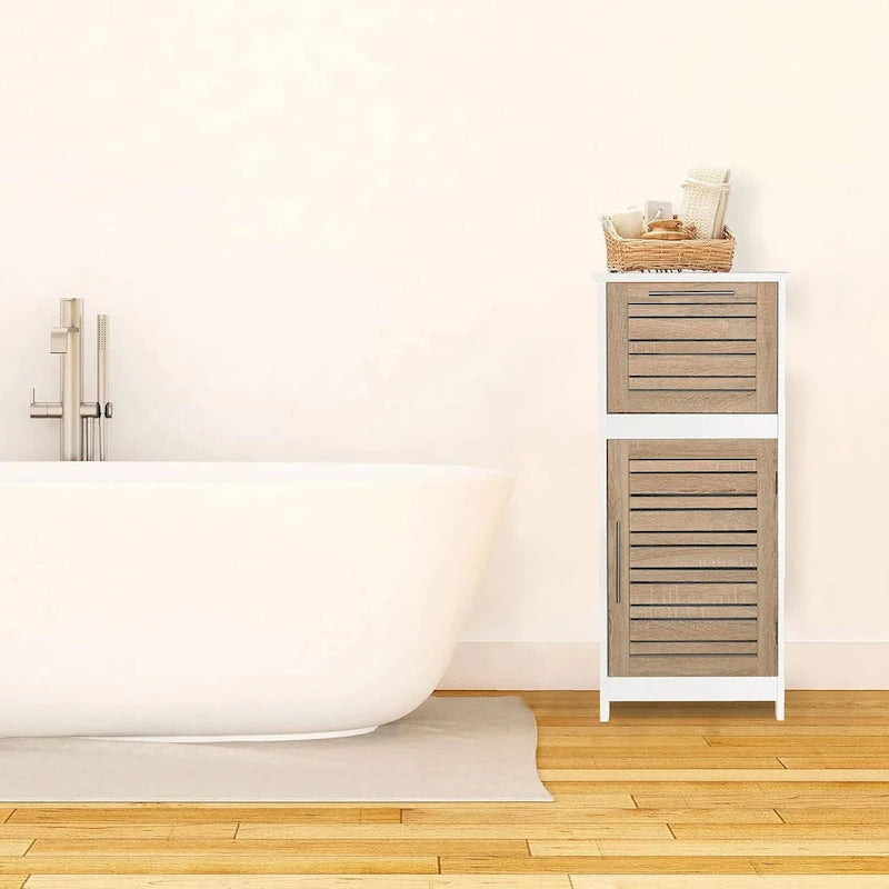 Linen Storage Cabinet with Vented Door, Drawer and Magnetic Closure