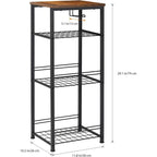 4-Tier Bathroom Storage Shelf with Toilet Paper Holder and Adjustable Foot