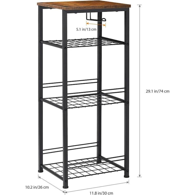 4-Tier Bathroom Storage Shelf with Toilet Paper Holder and Adjustable Foot