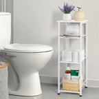 4-Tier Bathroom Storage Shelf with Toilet Paper Holder and Adjustable Foot