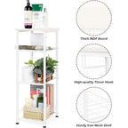 4-Tier Bathroom Storage Shelf with Toilet Paper Holder and Adjustable Foot