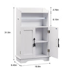 Bathroom Storage Cabinet, Wooden Floor Cabinet with 2 Doors and Toilet Roll Holder, Adjustable Shelf