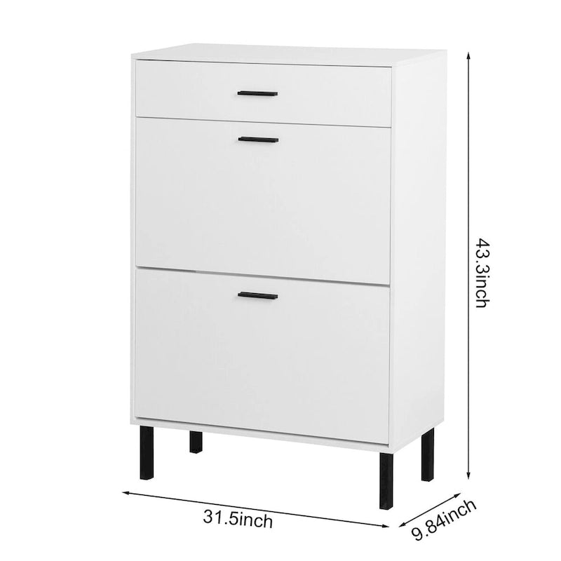 Shoe Cabinet Freestanding Shoe Rack Storage Organizer with Drawers - 31.5 W x 9.84 D x 43.3 H