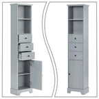 Slim Tall Bathroom Storage Cabinet with an Open Shelf, Three Drawers and a Cabinet