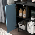 Sideboard Buffet Cabinet with Red Doors, 2 Drawers and 2 Open Compartments