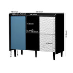 Sideboard Buffet Cabinet with Red Doors, 2 Drawers and 2 Open Compartments