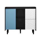 Sideboard Buffet Cabinet with Red Doors, 2 Drawers and 2 Open Compartments