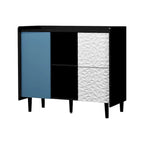 Sideboard Buffet Cabinet with Red Doors, 2 Drawers and 2 Open Compartments