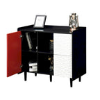 Sideboard Buffet Cabinet with Red Doors, 2 Drawers and 2 Open Compartments